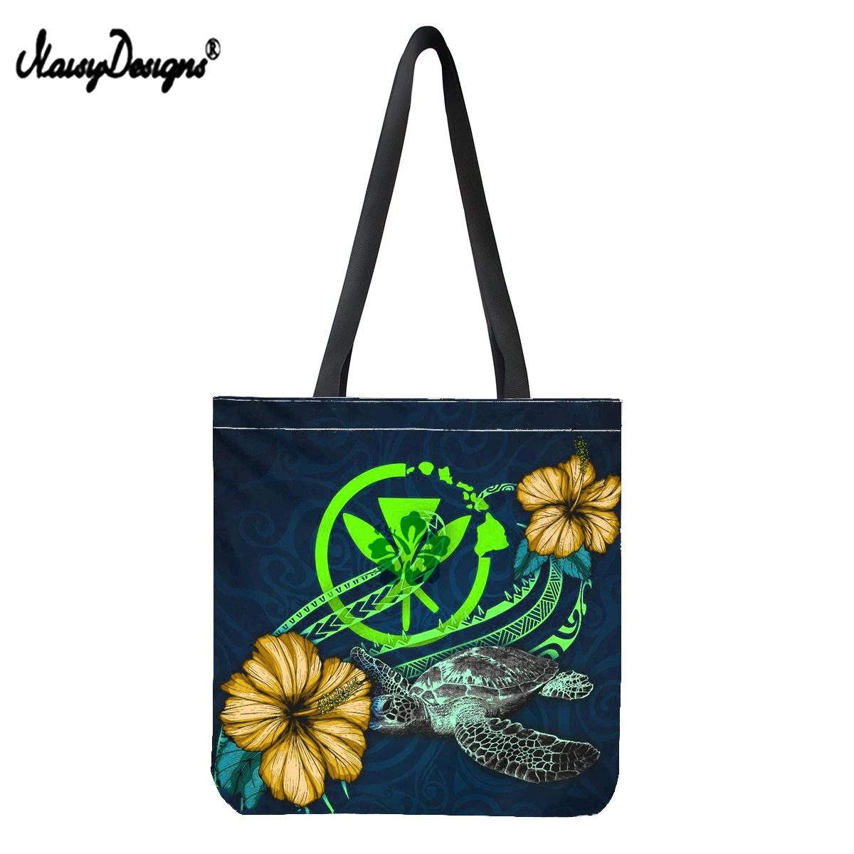 

Noisydesigns Custom Casual Women Shoulder Bag Polynesian Hibiscus Turtle Printed Handbag High Quality Canvas Shopping School Bag