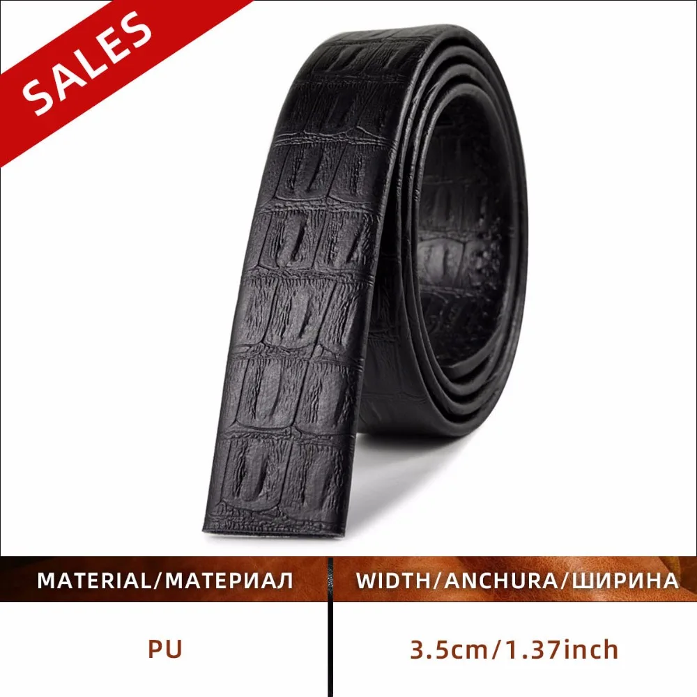No Buckle 3.5cm Wide Real Genuine Leather Belt Without Automatic Buckle Strap Designer Belts Men High Quality