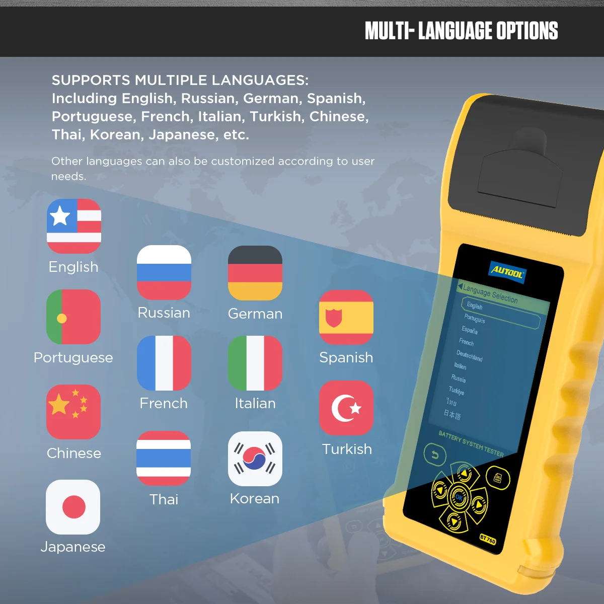 Тестер автомобильного аккумулятора AUTOOL с термопринтером 12 В 24 36 | Автомобили и