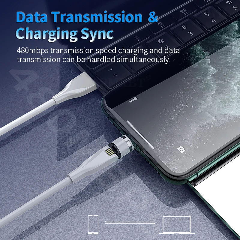 540 Угол Вращающийся Магнитный USB кабель Micro Type C Зарядка для iPhone 11 Pro Max XS Samsung Xiaomi