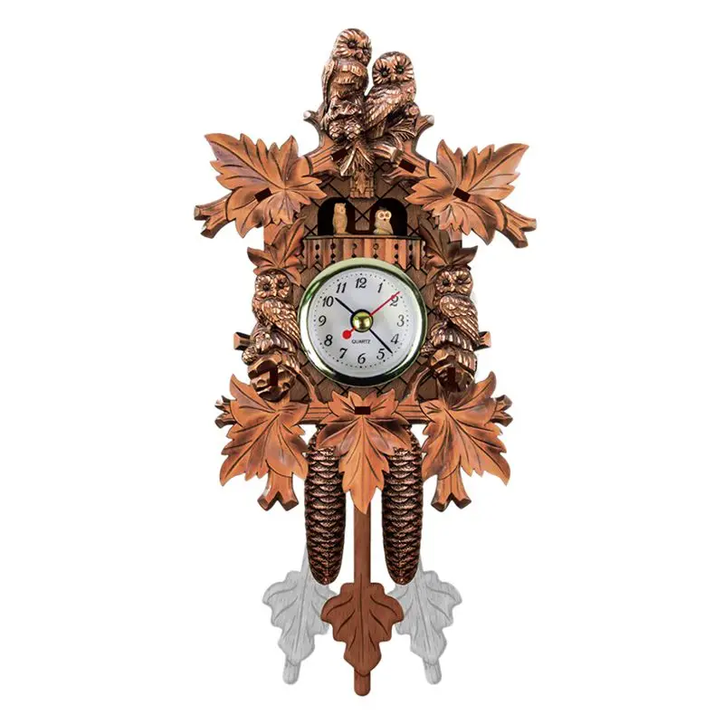 Vintage Home Decorative Bird Wall Clock Hanging Wood Cuckoo Living Room Pendulum Craft Art For New House (brow | Дом и сад