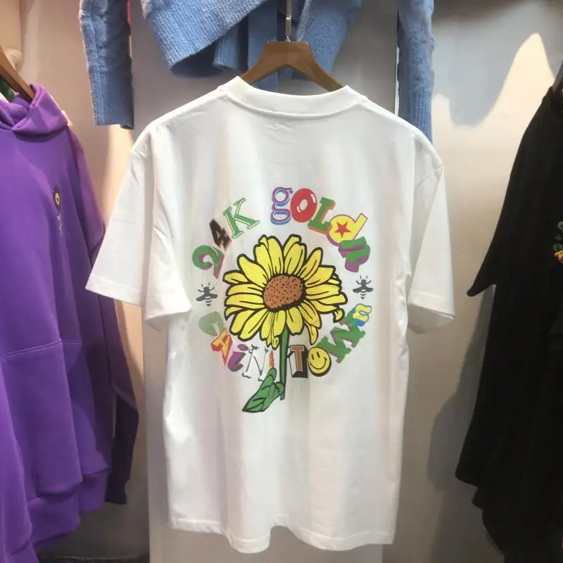 

Sunflower letter print loose cotton Short sleeves T Shirt Men Women Streetwear Top T-shirt Tees harajuku oversized