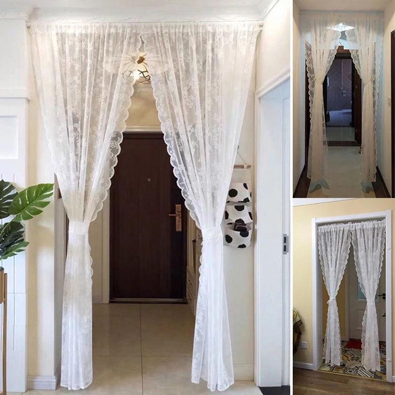 

Ins Style Lace Door Curtain Partition Curtain Bedroom Home Punch-Free Girl Princess Romantic French 2022 Small Gauze Curtain