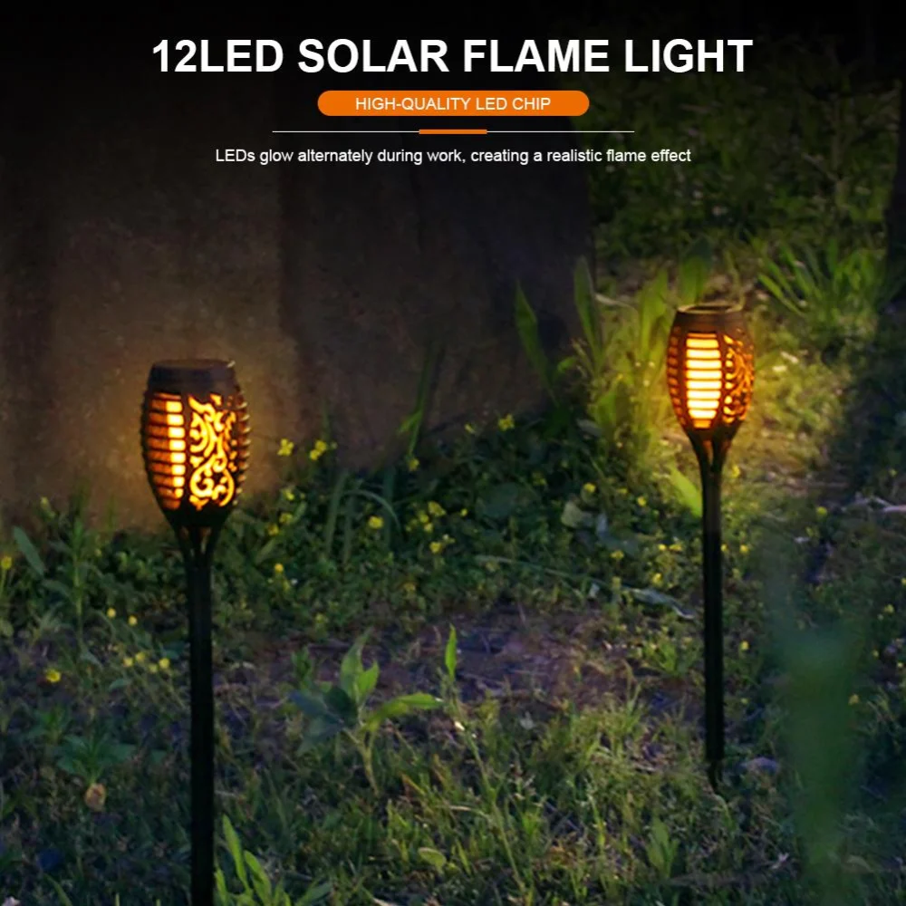 Solar Flame Lamp Waterproof Solar LED Flame Effect Light Outdoor LED Fire Light Lawn Lamps Courtyard Garden Decoration Lighting