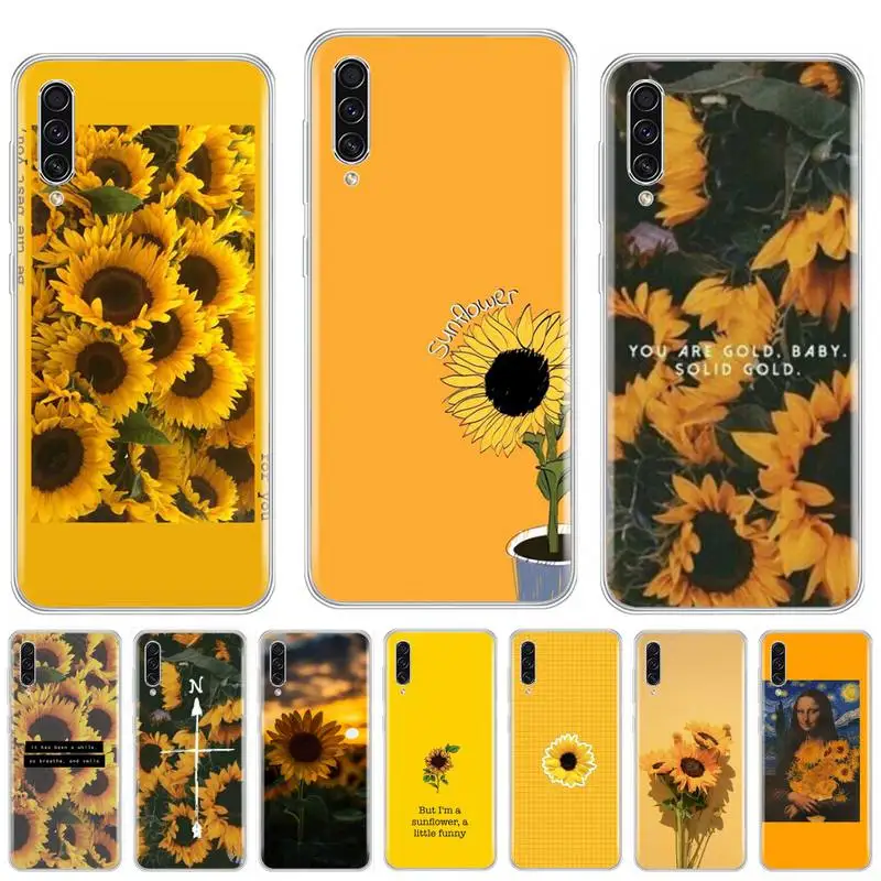 Подсолнух китайский желтый чехол мягкий для телефона samsung galaxy A3 A5 A7 A10 A20 E A30 S A40 A50