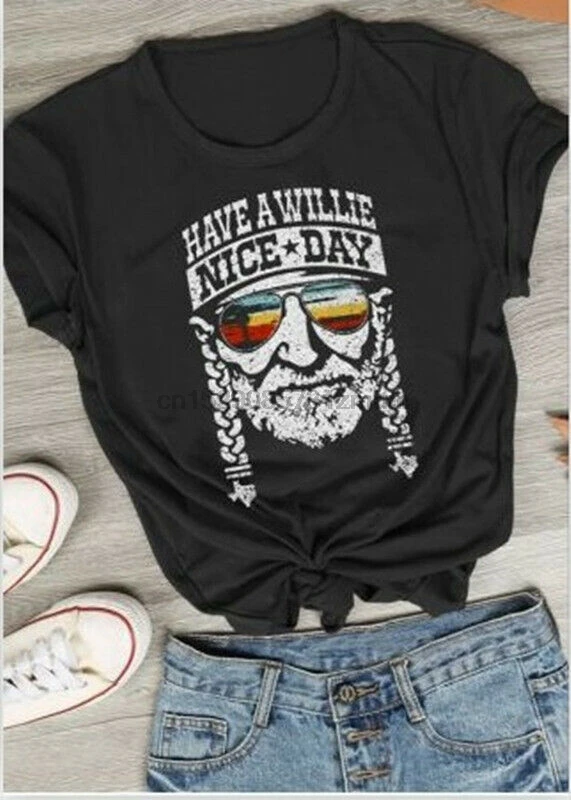 

Men Have A Willie Nice Day Blouse Top Letter Printed Short Sleeve T-Shirt