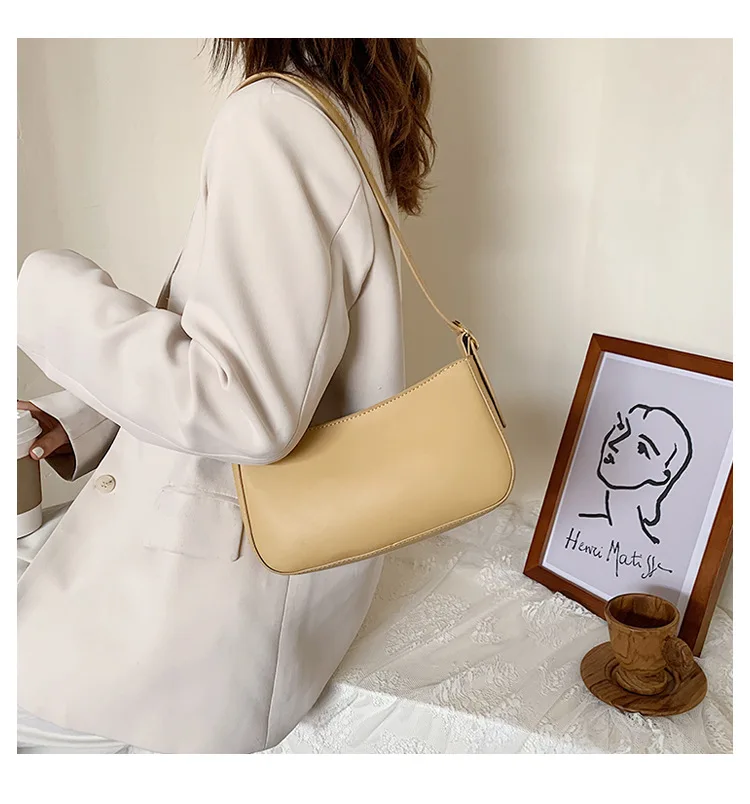 

Cute Solid Color Small PU Leather Shoulder Bags For Women 2021 Summer Simple Handbags And Purses Female Travel Totes