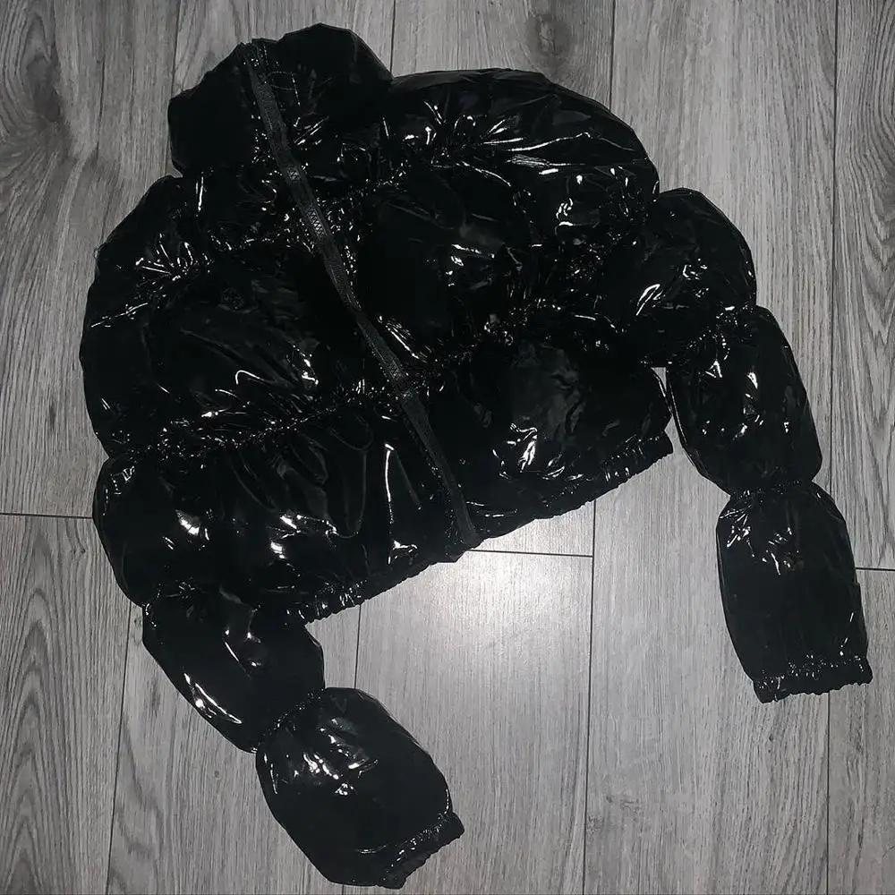 

Cropped Puffer Jacket for Women Winter Clothes Warm Parka Fashion Short Outwear Long Sleeve Zip Thick Down Bubble Coats A121201