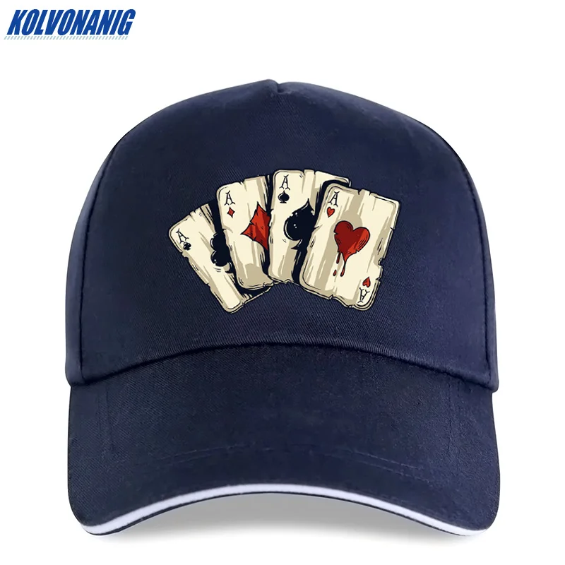 KOLVONANIG Летняя мода бренд Poker Spades интересный принт Мужская бейсболка s Повседневная Хип-хоп Хлопковая женская кепка дальнобойщика шляпа - Цвет: Navy