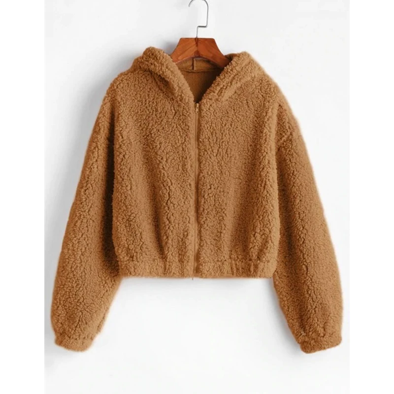 

2020 Женское пальто короткие бархатные Топ Теплые Повседневные Вечерние свободная одежда с капюшоном на молнии, с длинными рукавами, топы, зи...