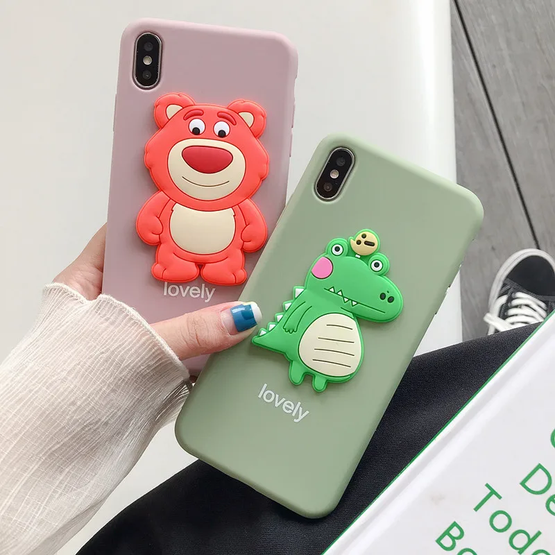 Корейский мультфильм Прекрасный 3D Клубника Медведь динозавр чехол для телефона