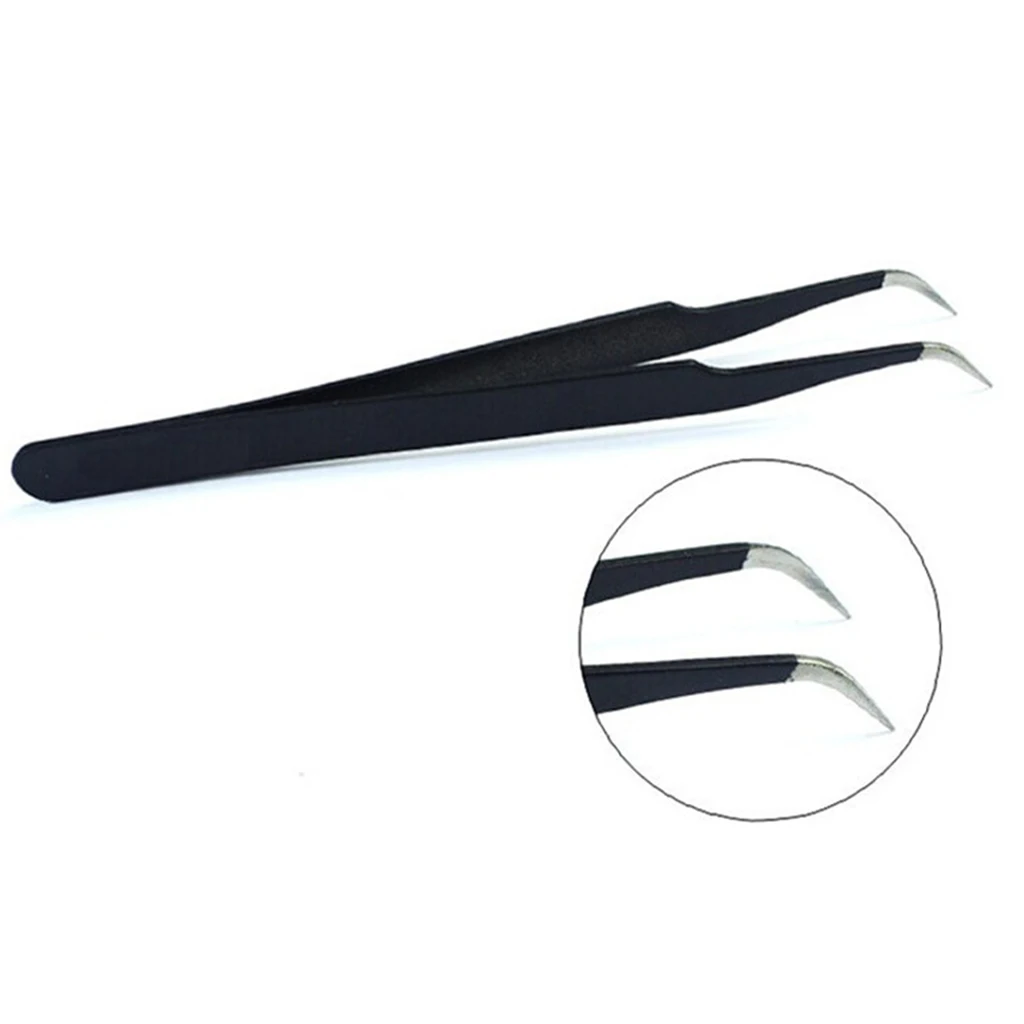 

2 Pieces Professional Straight And Curved Tip Tweezers for Eyelash Extensions,
