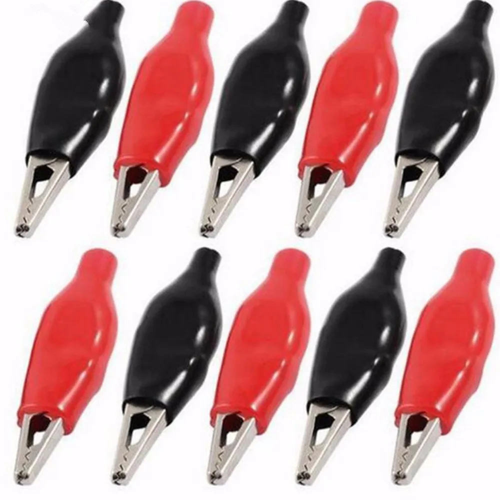 

Высококачественные зажимы типа крокодил с мягким пластиковым покрытием черного, красного цветов, 50 шт./лот, 28 мм, зажимы типа крокодил с тест...