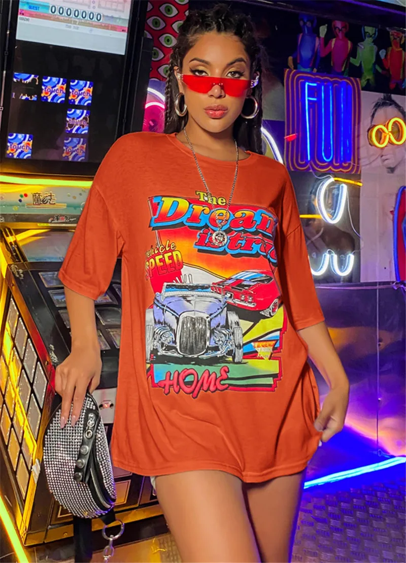 

Women Fashion Short Sleeve Print T-shirt Stylish Round Neck Tops for Shopping Daily Wear