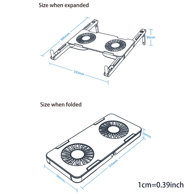 

W3JB Foldable Laptop Holder With Cooling Fans Type C USB Port Portable Tablets Stand Bracket for 12-17'' Notebook PC Tablets
