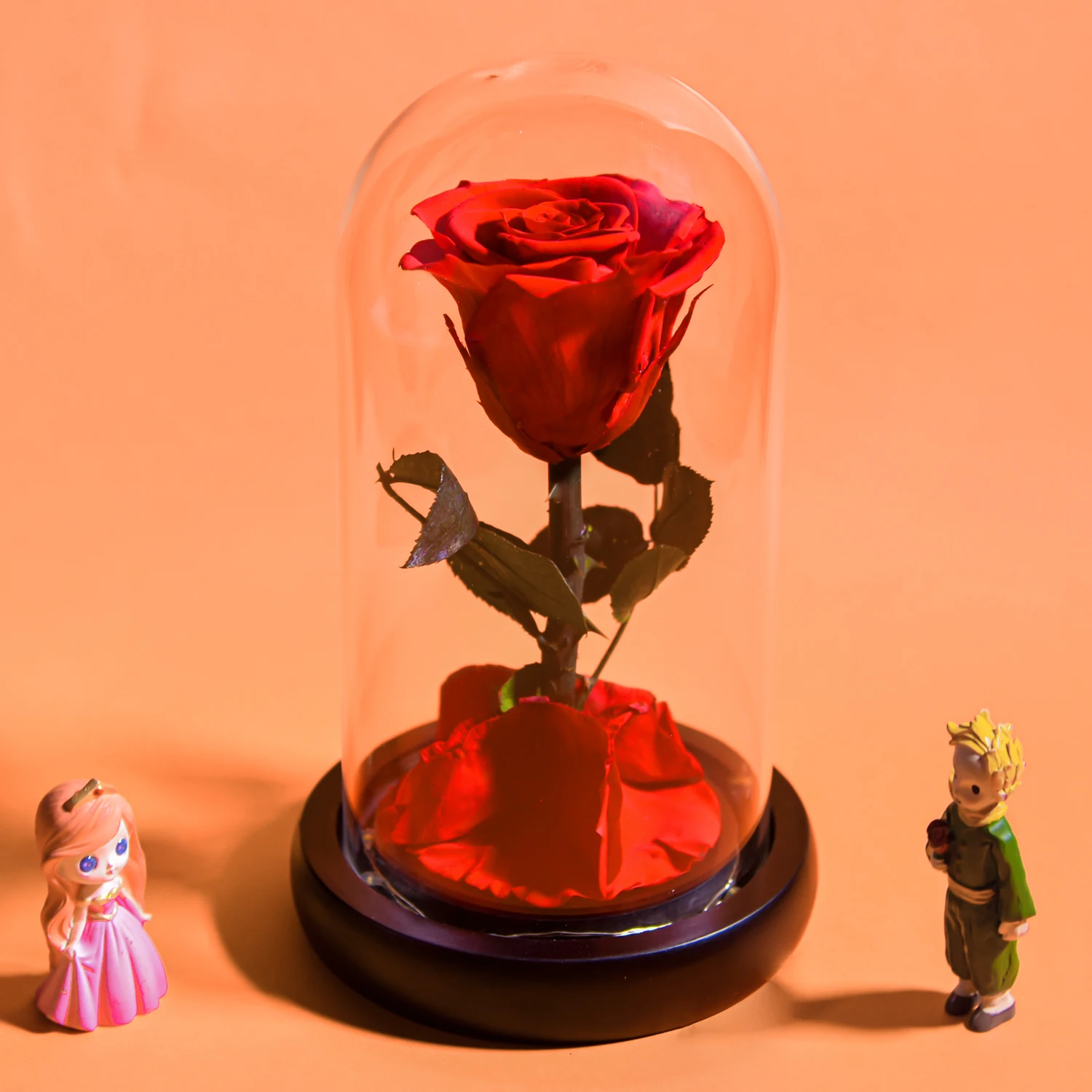 

Preserved Flower Beauty and The Beast Eternal Rose In Glass Dome With LED Anniversary Valentines Mothers Day Gifts For Her