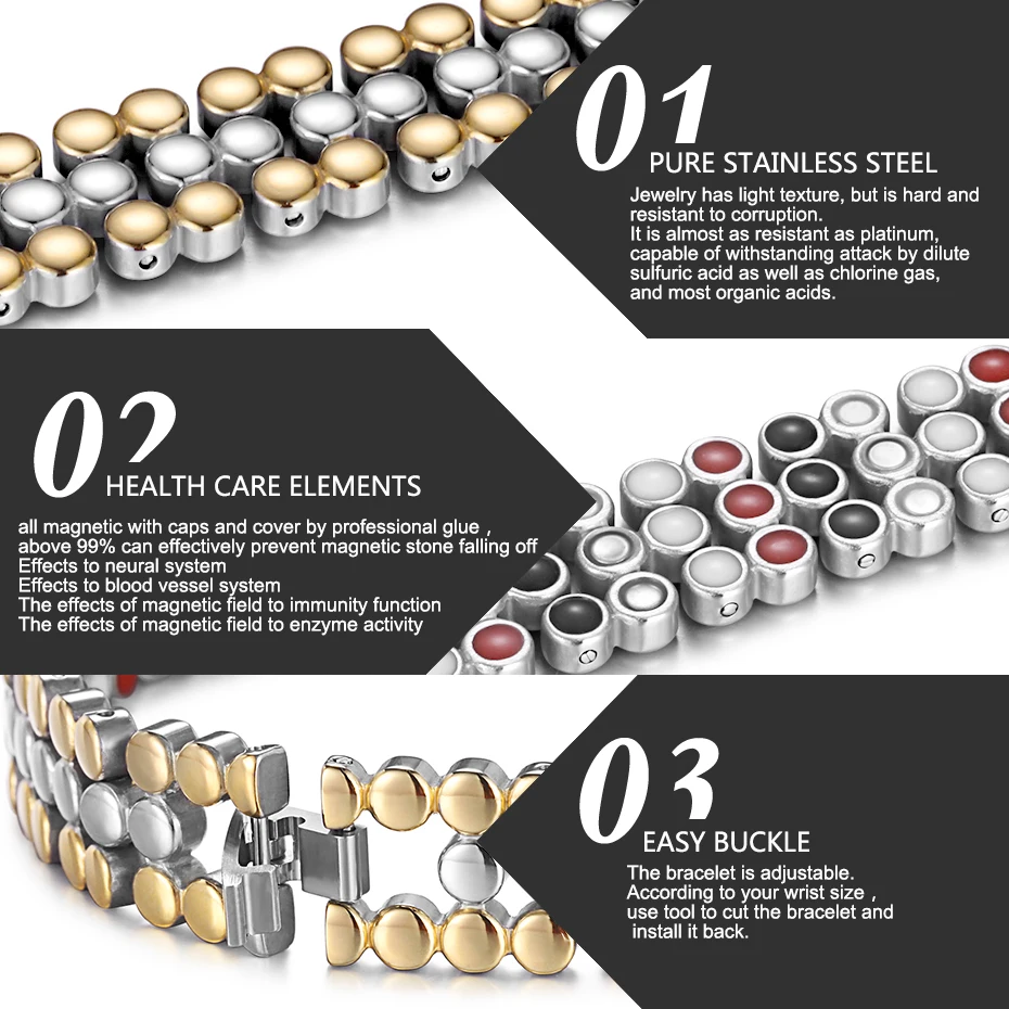 Женский магнитный браслет RainSo из нержавеющей стали с био энергией ювелирное