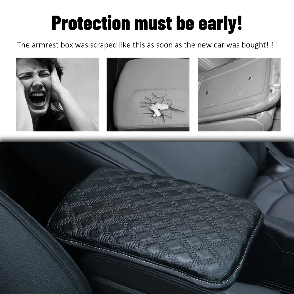 

1pc Universal Car Armrest Pad Cover Automobiles Car Center Console Armrest Cover PU Leather Cushion Protector Universal Fit Auto