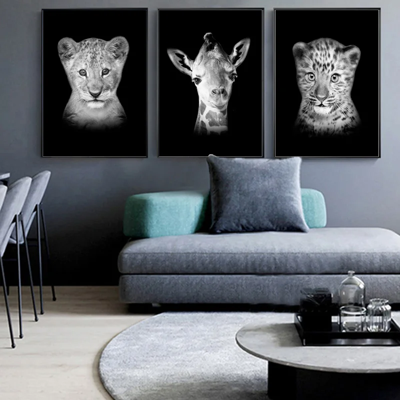 Черно-белое животное сделай сам Искусство Жираф Слон Тигр Кот Сова Вышивка