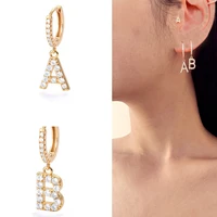 women zircon ear piercing 26 english letters earrings jewelry gift earring initial ear buckle hoop earrings 1pairs2pcs