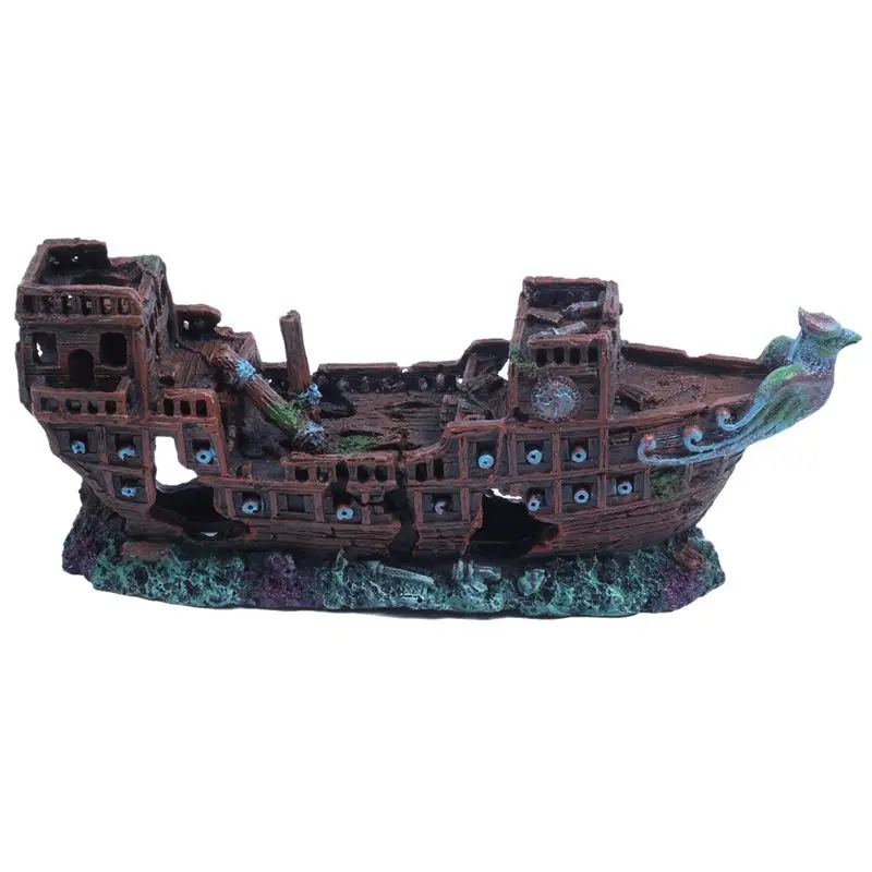 Аквариум deco Круизный корабль кораблекрушения рыбы смолы 24x9.5x6.5cm | Дом и сад