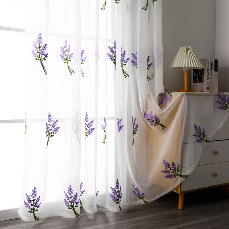 

Embroidery Tulle Curtains for the Living Room Window Drapes White Sheer Curtain Kitchen Voile Bedroom Curtains