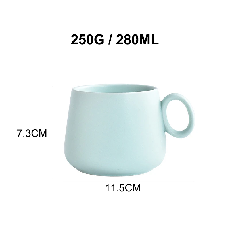 

280ML Creative Nordic Coffee Mug Ceramic Latte Macaron Solid Color Milk Tea Water Home Office Mugs Drinkware Cup Drop Shipping