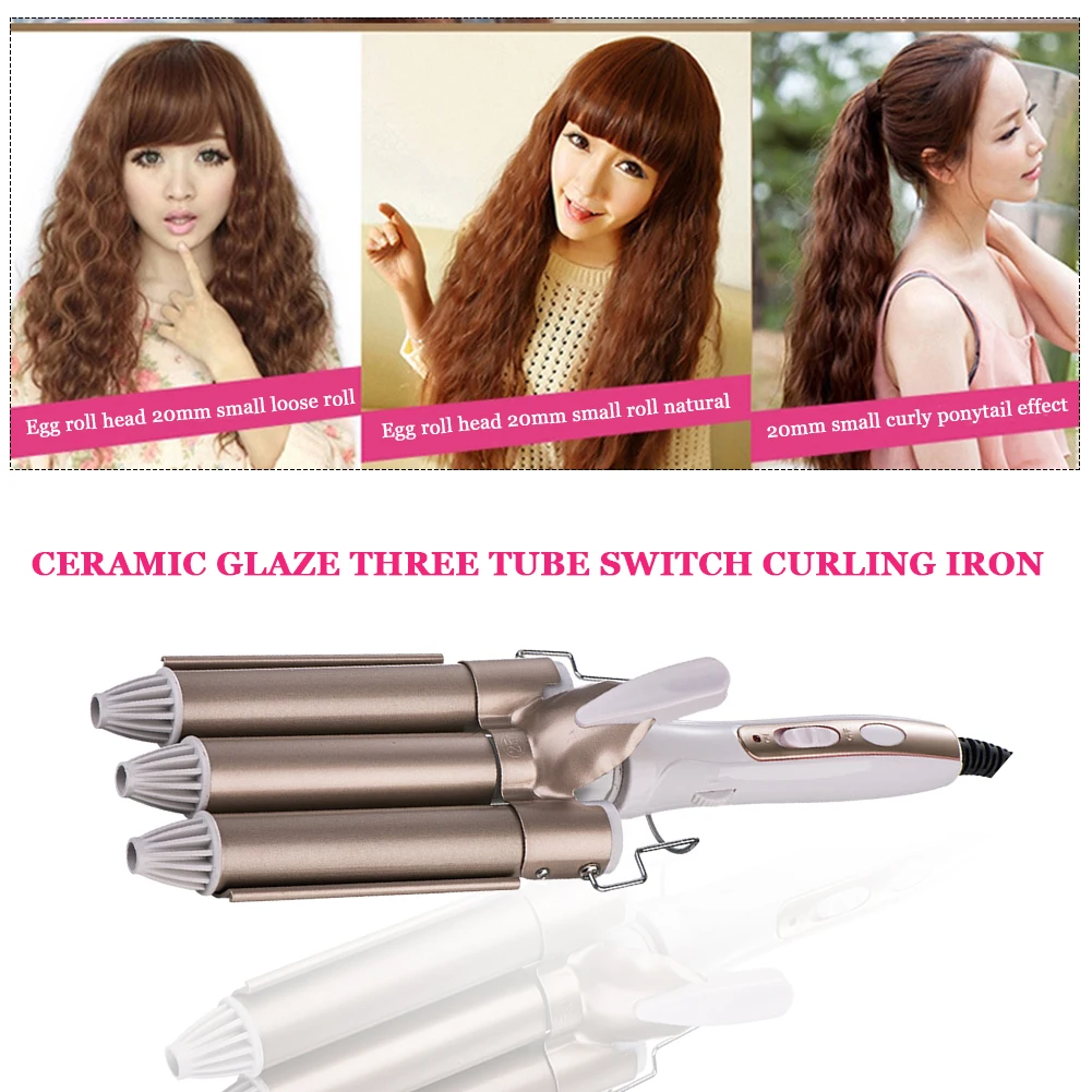 

Triple Barrel Ceramic Curling Iron Stick Professional Electric Hair Perm Hairdressing Styling Wand Hair Waver Styling Tools