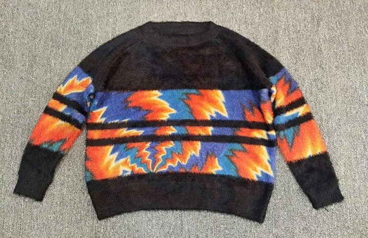 

EBAIHUI Mohair Women Sweaters O Neck Soft Long Sleeve Contrast Color Pullovers Autumn Winter Sweater Colorful Women Jumpers