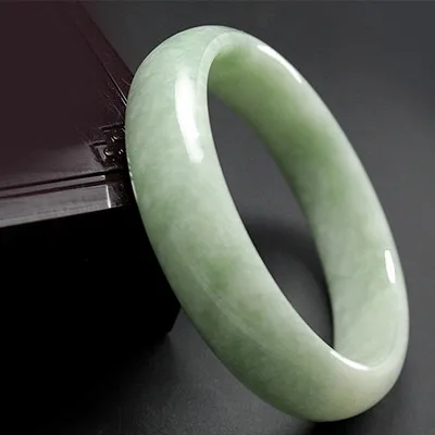

Zheru Jewelry Natural Burmese Light Green Jade 54-64mm Bracelet Elegant Princess Jewelry Gift for Mom and Girlfriend
