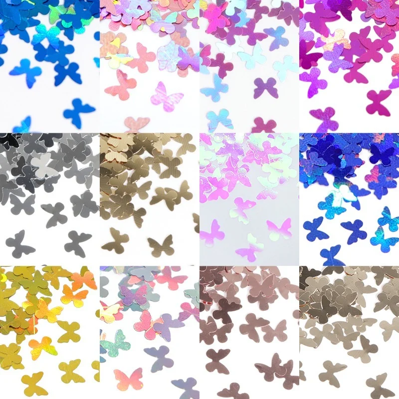

1 Bag Holographic Nail Glitter Sequins Rose Glod Butterfly Shape Flake 3D Colorful Laser 5MM Nail Art Decoration Accessories