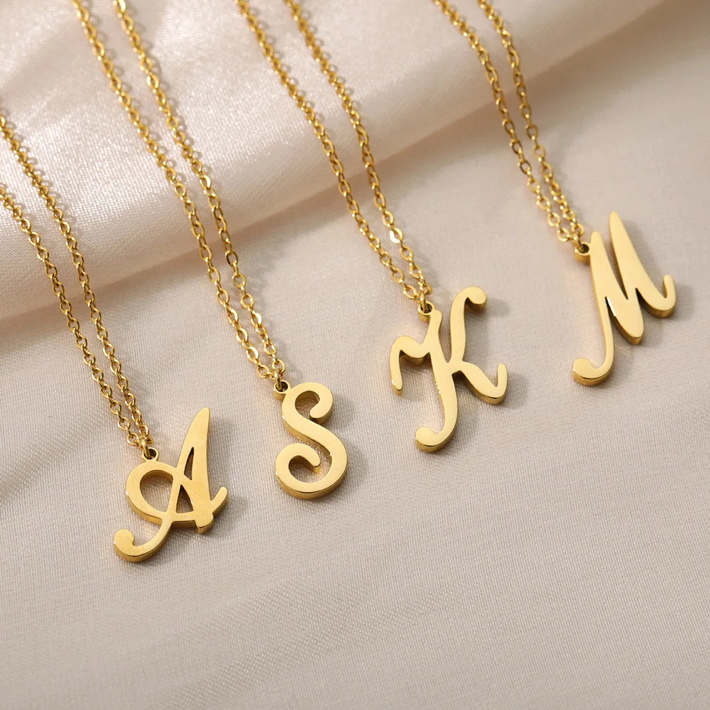 

A-Z Initial Letter Necklace For Women Stainless Steel Alphabet Choker Necklaces Gold Chain Female Jewelry Gift Bijoux Collier