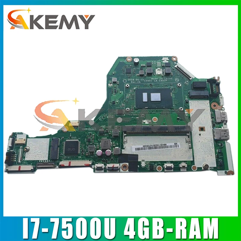 

A515-51G Motherboard For ACER Aspire A315-51G A515-51G A517-51G A615-51G Laptop mainboard C5V01 LA-E891P With I7-7500U 4GB-RAM