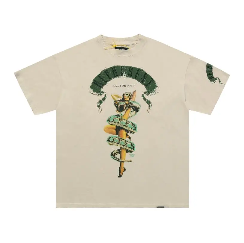 

21SS NEW Hip-hop Vintage REPRESENT T-shirt Men Women High Quality T shirt Beauty Python Graghic Tee Oversize Washed Short Sleeve
