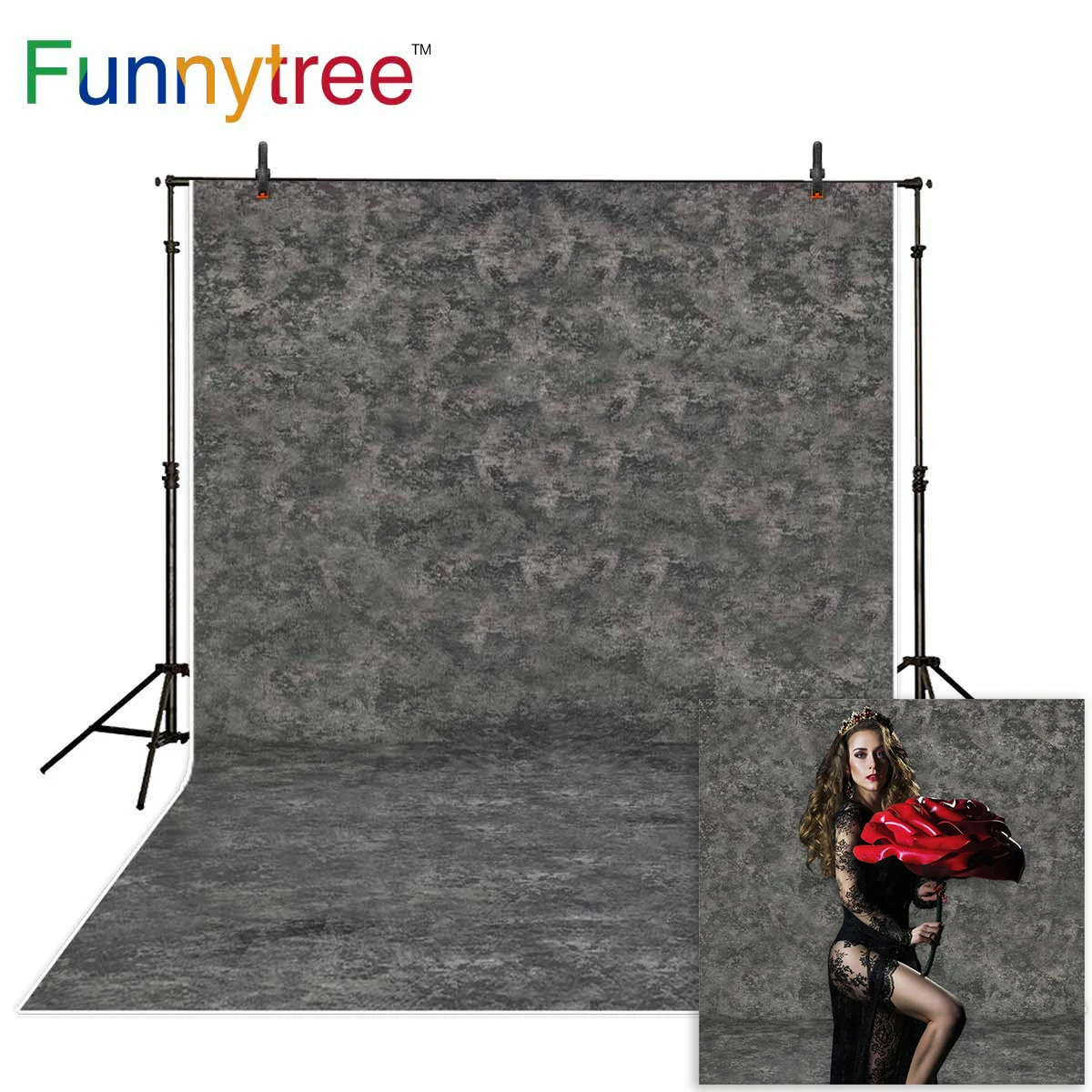 Funnytree фото студия Портрет фон винтажный черный и серый старые мастера Виниловый