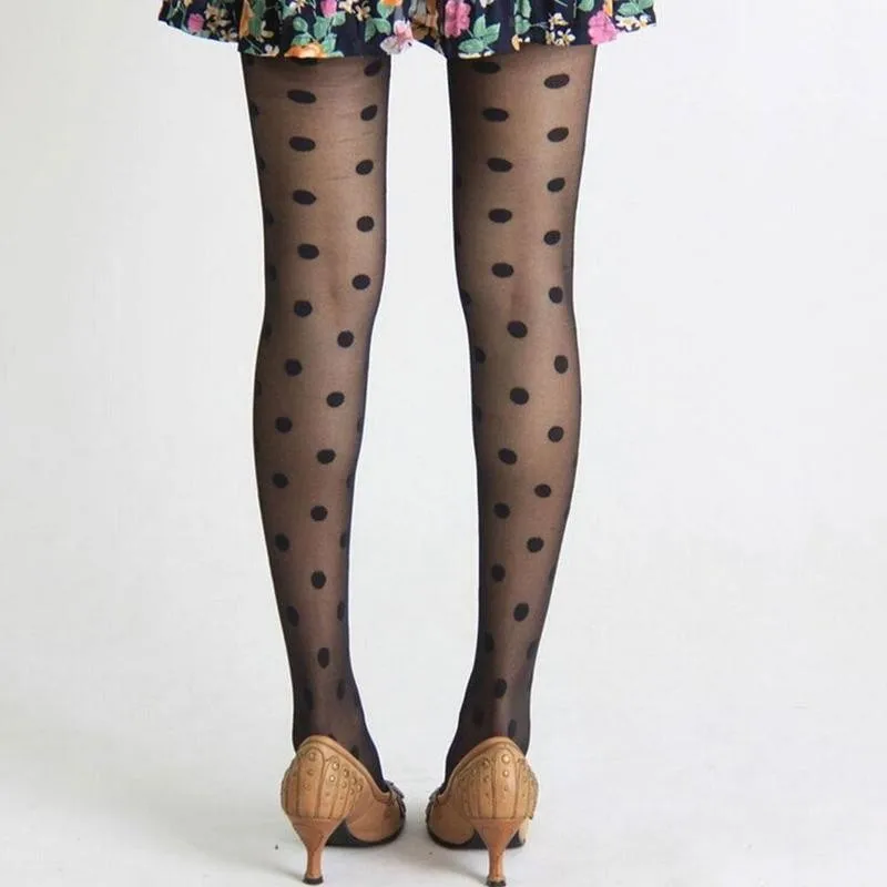 

1 Pair Of Socks Ladies Pantyhose Sexy Women Pantyhose Nylon Stocking Dot Print Summer Female Polka Tights Hosiery P4W7