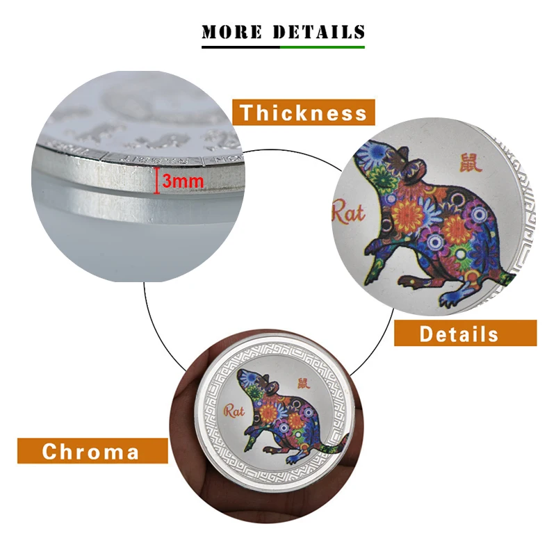 WR китайская крыса год зодиака Монеты коллекционные с монетницей серебряные