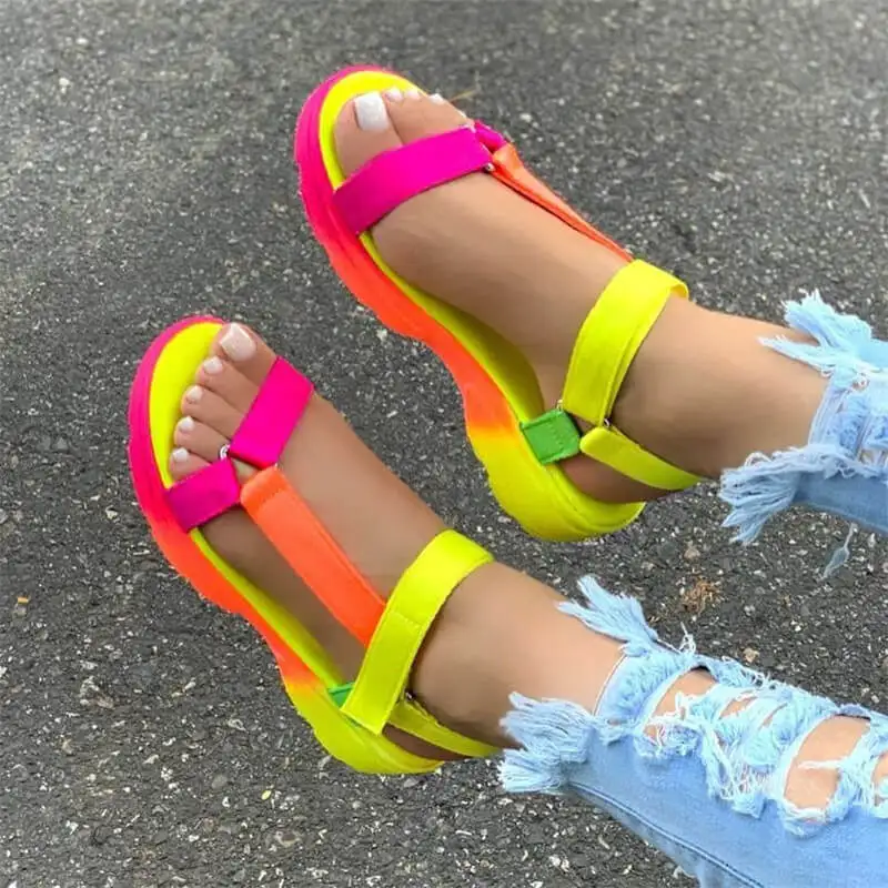 

Summer Sandals Womens Shoes Big Size Soft Multi Colors Sandals Beach Ankle Wedge Platform Shoes Ladies Girls Sandals for Women