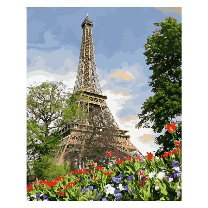 40*50cm Paris Railroad Diy Digital Painting By Number Kit For Adults Kids Wall Art Paintings Home Decoration | Дом и сад