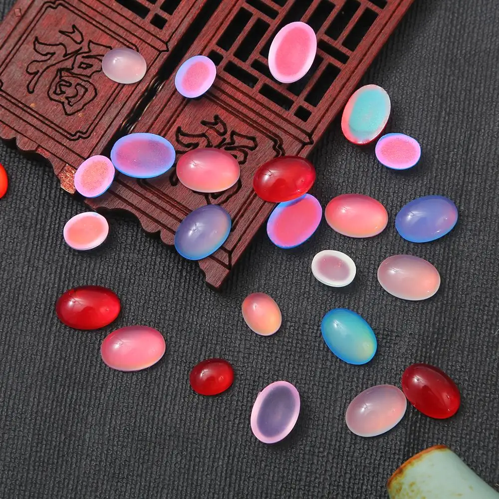 10 шт./Лот искусственная Смола бусины кошачий глаз овальные плоские прозрачные