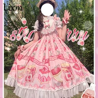 japanese soft sister lolita strawberry cake lace edge stitching high waist lolita jsk dress female summer sleeveless dress