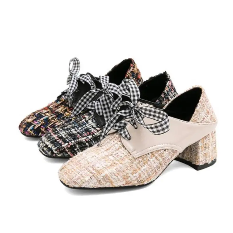 FITWEE Размеры 30-50 модные женские туфли-лодочки в винтажном стиле Стиль элегантные с