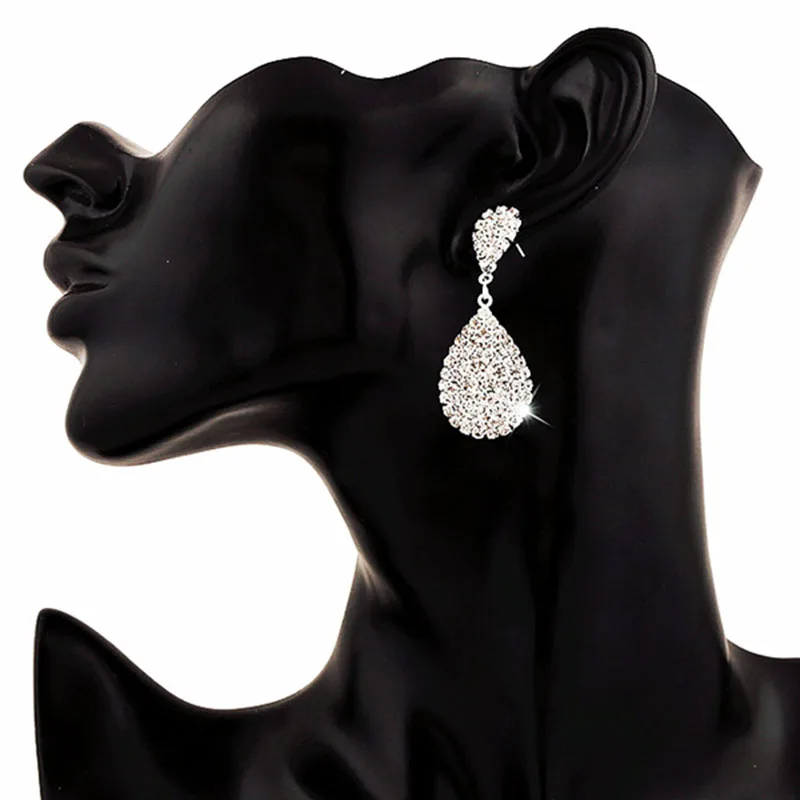 Модные свадебные серьги TREAZY в форме капли с кристаллами висячие для женщин
