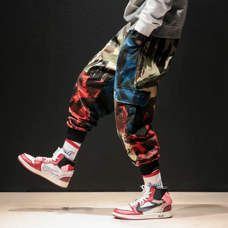 

INS Camouflage Men Cargo Pants 2020 Hip Hop Streetwear Man Joggers Pants Japanese Male Casual Sweatpants Plus Size