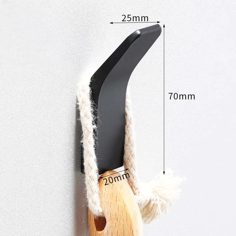Черный алюминиевый настенный крючок вешалка для пальто халата полотенец ванной