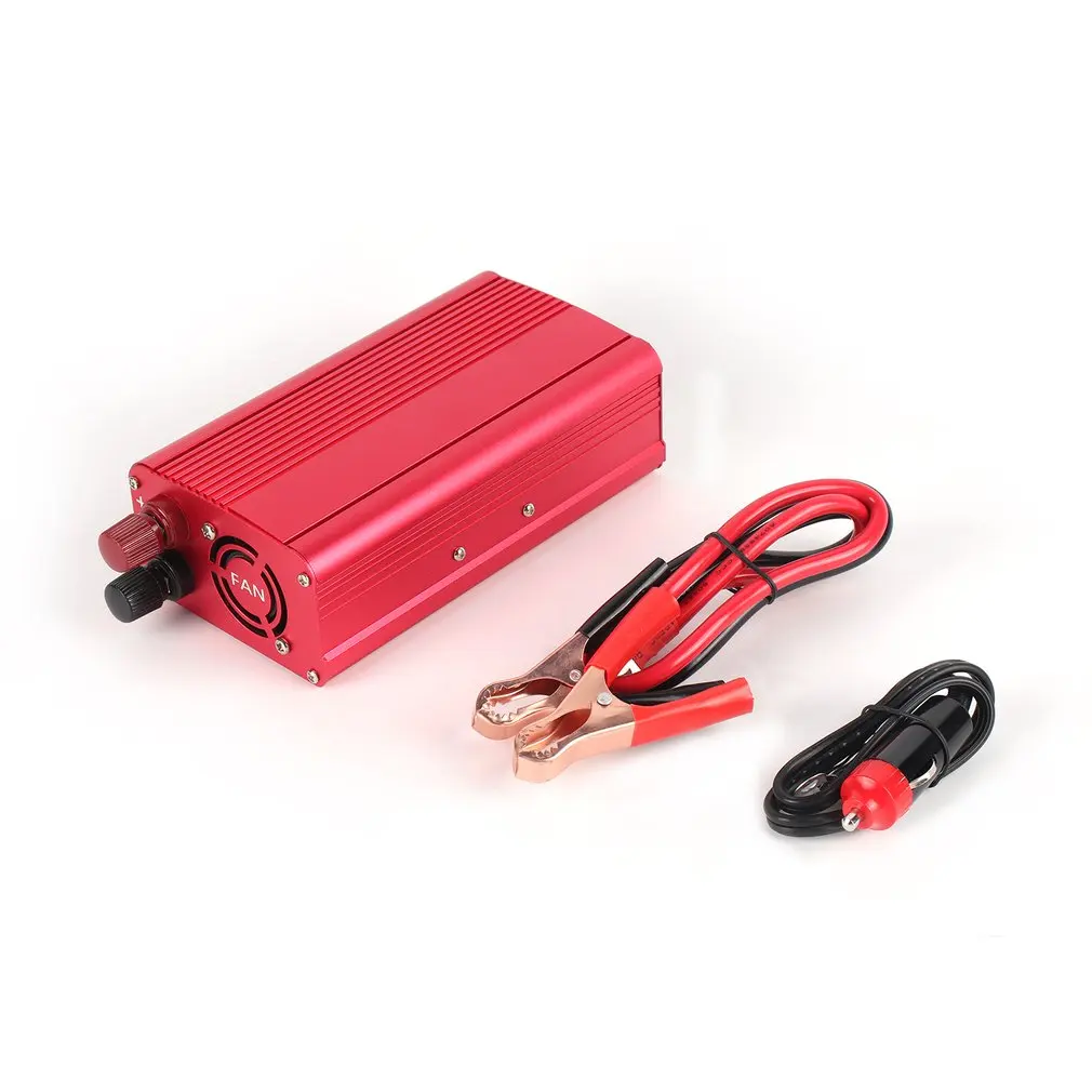 

DC 12V To AC 240V Power Converter Red Dual USB Ports Car Voltage Converter Aluminum Alloy Case Car Charger With Clip hot sale