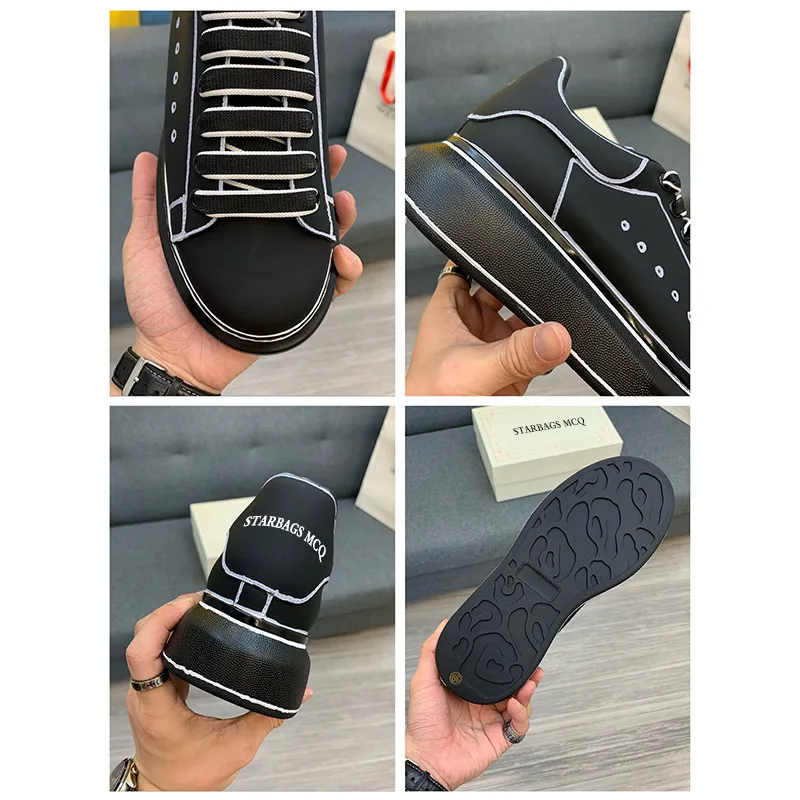 

Italian 2021 new men's leisure sports shoes fashion leather flat shoes thick soled high leather lace up small white shoes