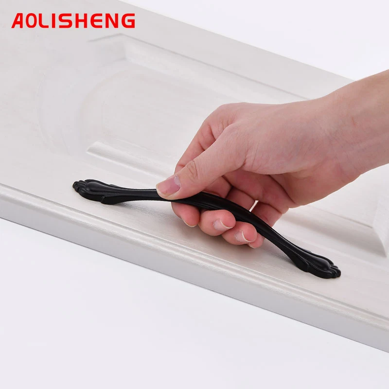 Выдвижной ящик черные ручки из сплава фурнитура дверь шкафа кухонная черная