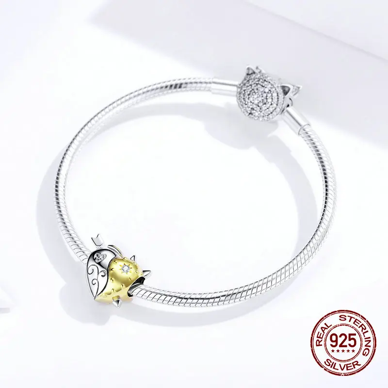 Подлинные бусины в форме сердца ангел дьявол подходит для браслета ожерелья