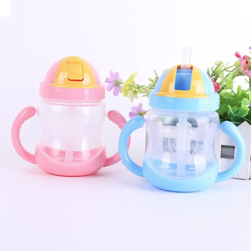 

280ML Baby Cute Training Feed Bottle Cap With Handle Kids Children Learn Feeding Drinking Water Straw Cup